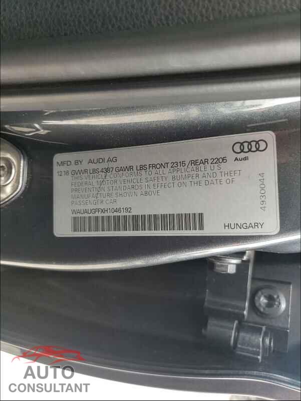 AUDI A3 2017 - WAUAUGFFXH1046192