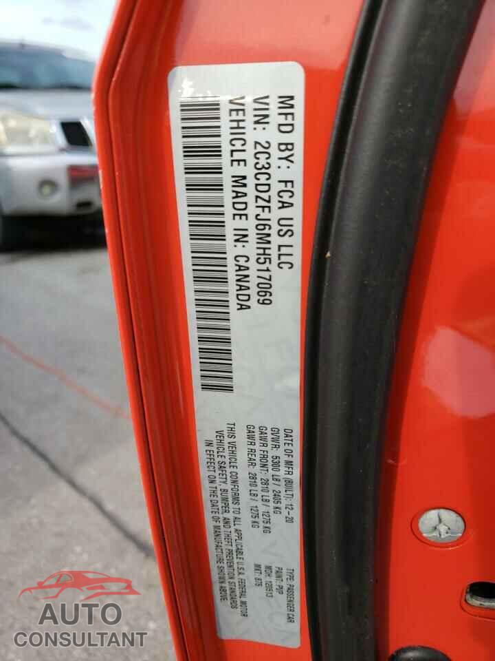 DODGE CHALLENGER 2021 - 2C3CDZFJ6MH517069