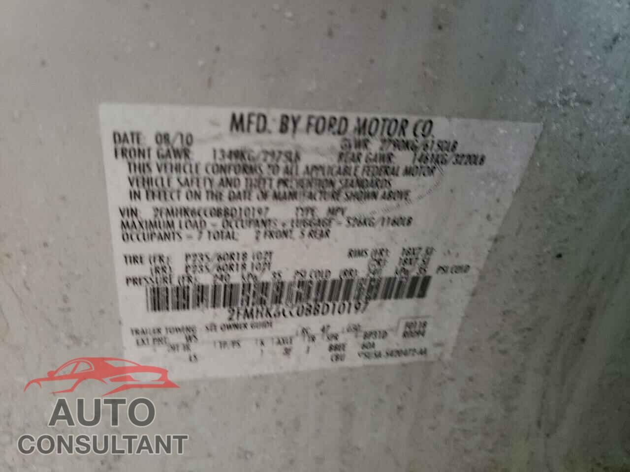 FORD FLEX 2011 - 2FMHK6CC0BBD10197