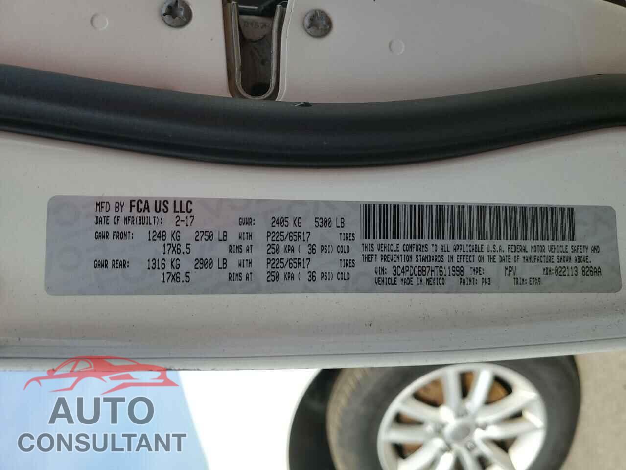 DODGE JOURNEY 2017 - 3C4PDCBB7HT611998