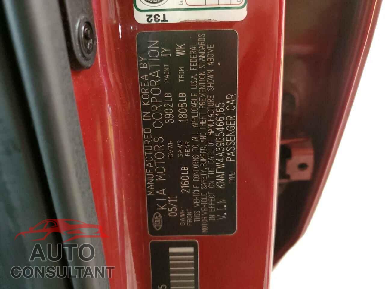 KIA FORTE 2011 - KNAFW4A39B5466165
