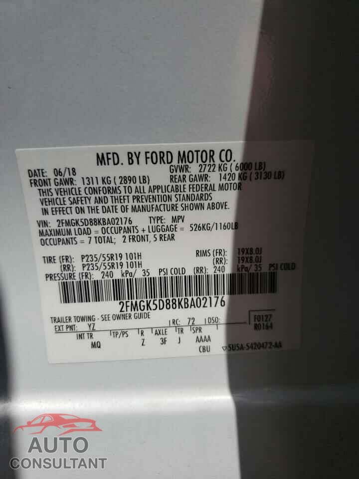 FORD FLEX 2019 - 2FMGK5D88KBA02176