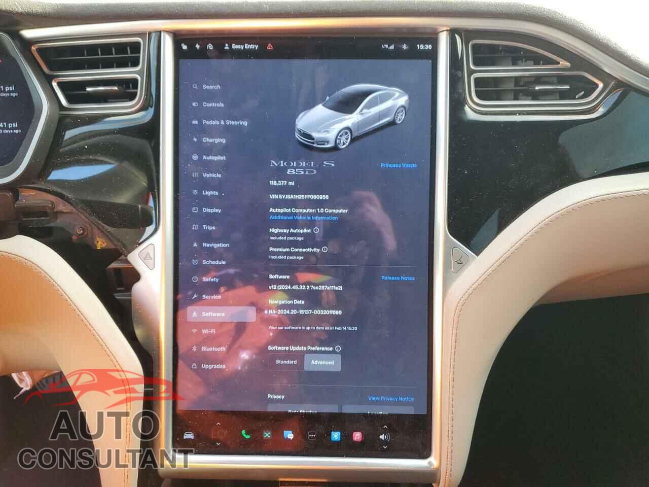 TESLA MODEL S 2015 - 5YJSA1H25FF080956