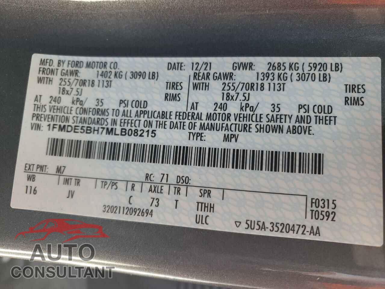 FORD BRONCO BAS 2021 - 1FMDE5BH7MLB08215