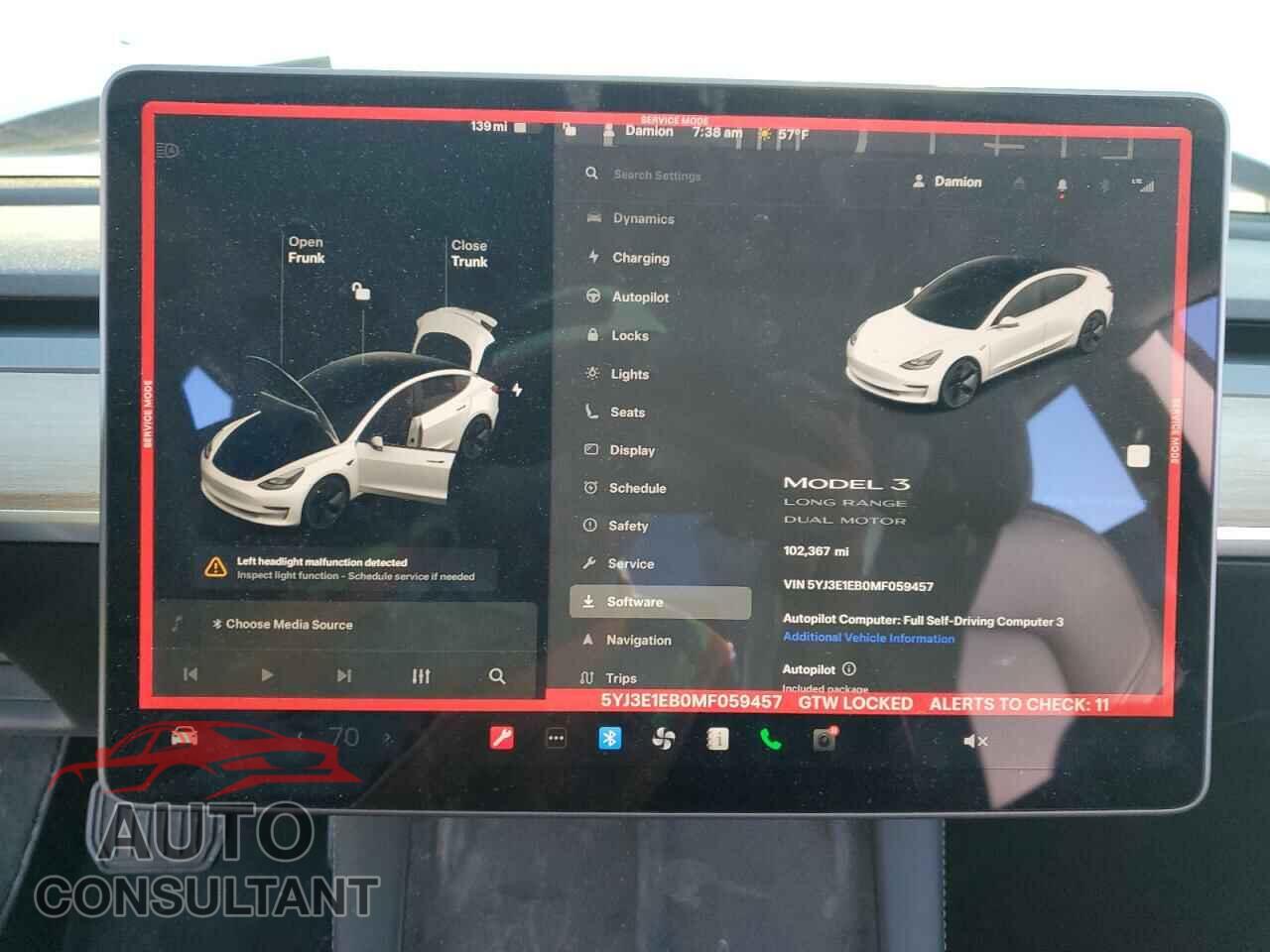 TESLA MODEL 3 2021 - 5YJ3E1EB0MF059457