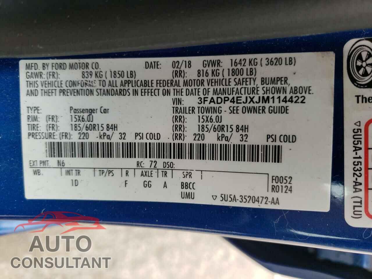 FORD FIESTA 2018 - 3FADP4EJXJM114422