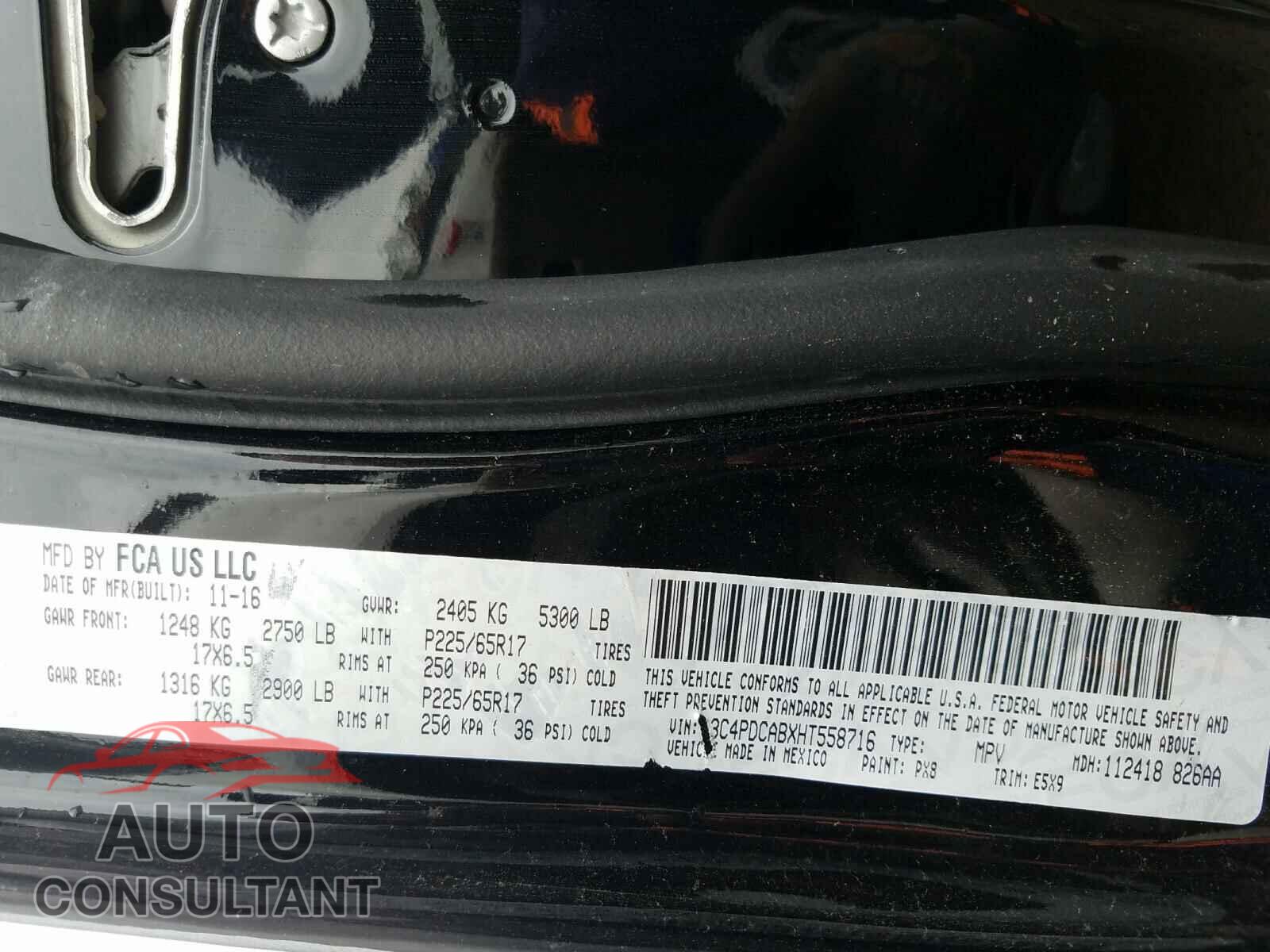 DODGE JOURNEY 2017 - 3C4PDCABXHT558716