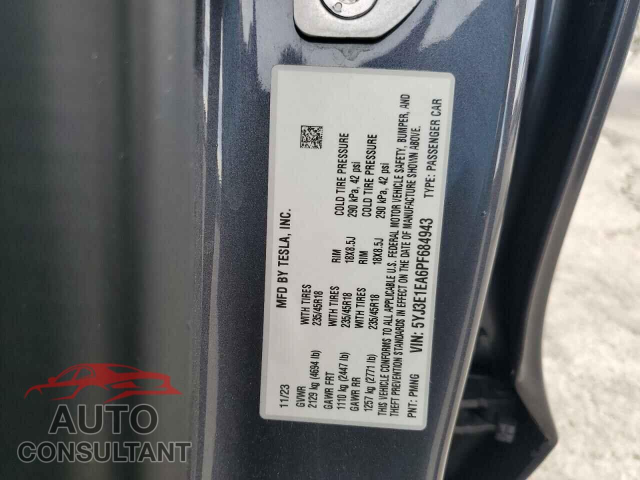 TESLA MODEL 3 2023 - 5YJ3E1EA6PF684943