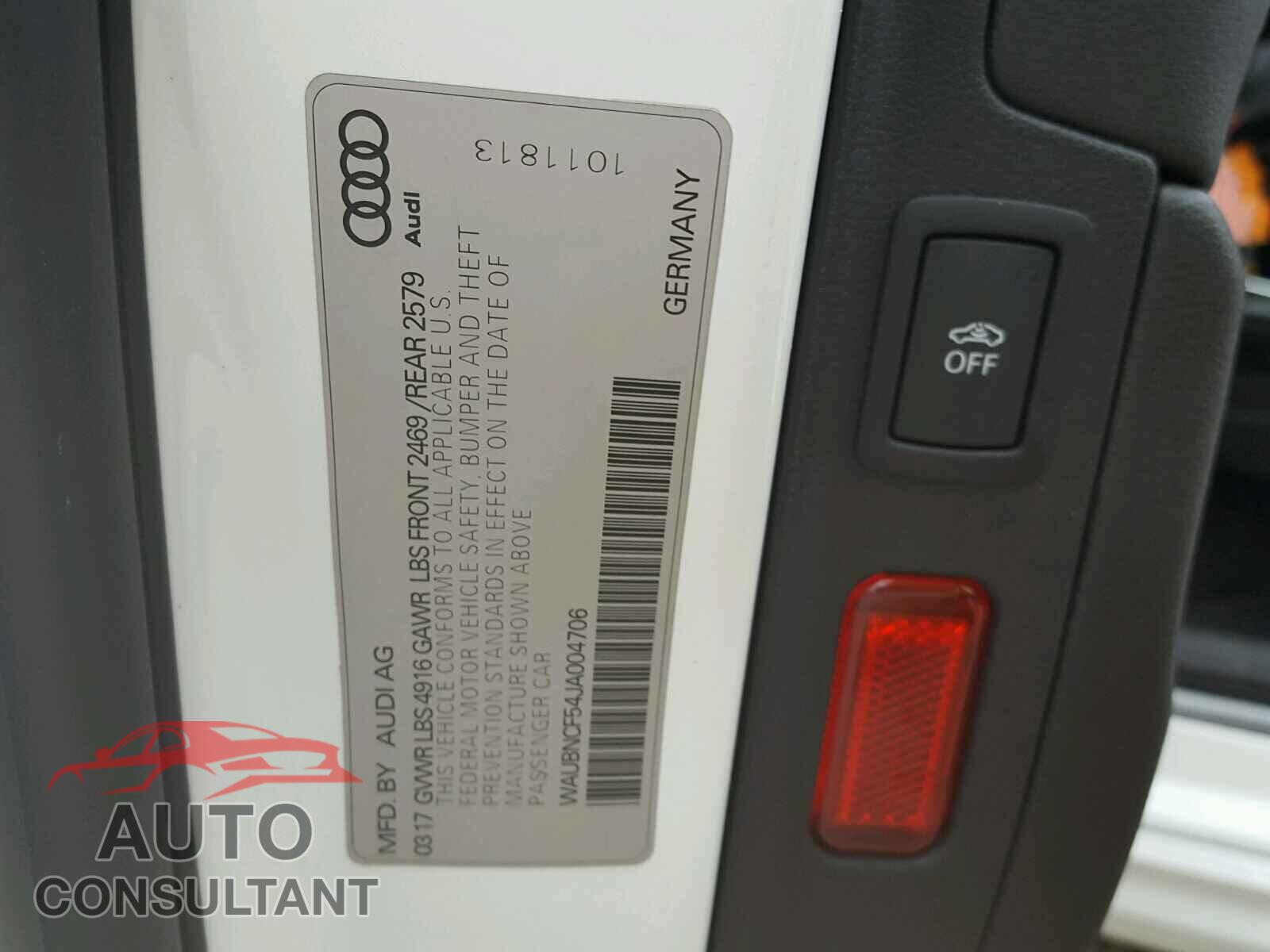AUDI A5 PREMIUM PLUS 2018 - WAUBNCF54JA004706