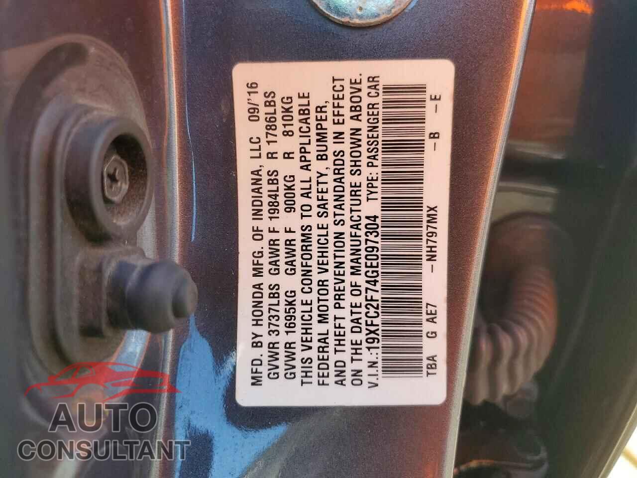 HONDA CIVIC 2016 - 19XFC2F74GE097304