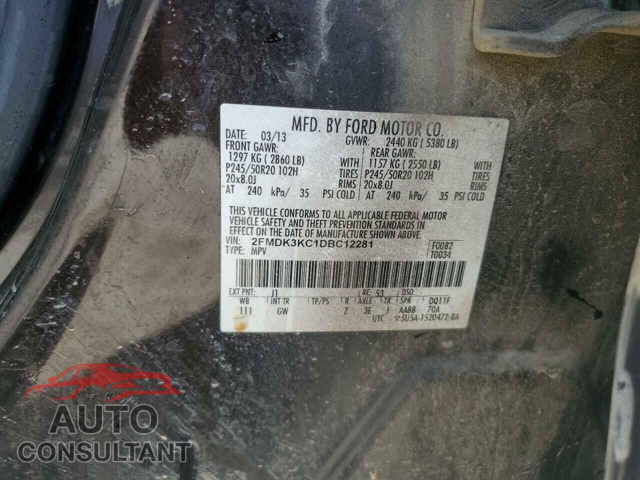 FORD EDGE 2013 - 2FMDK3KC1DBC12281