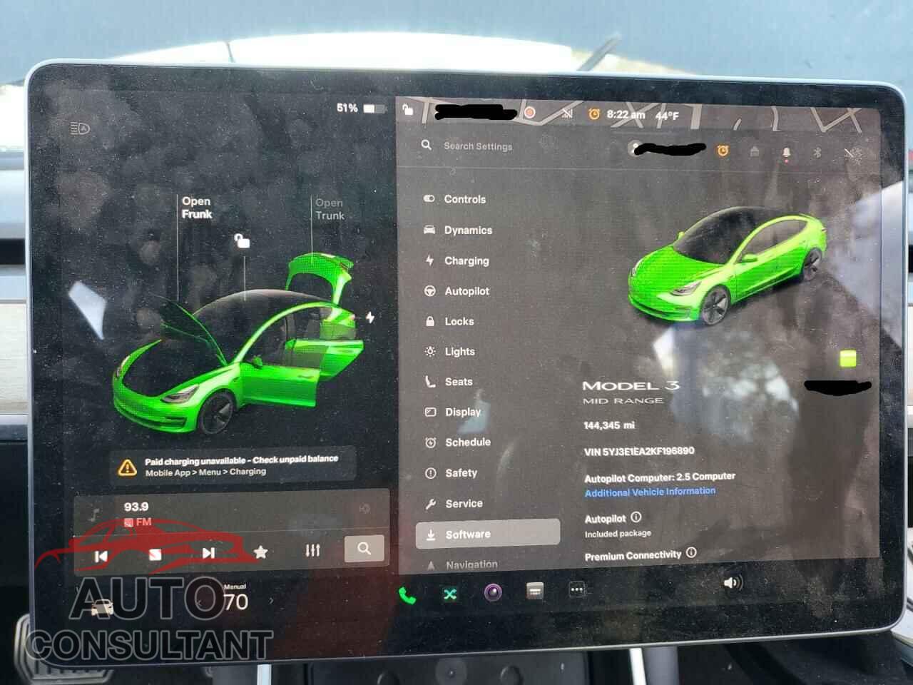 TESLA MODEL 3 2019 - 5YJ3E1EA2KF196890