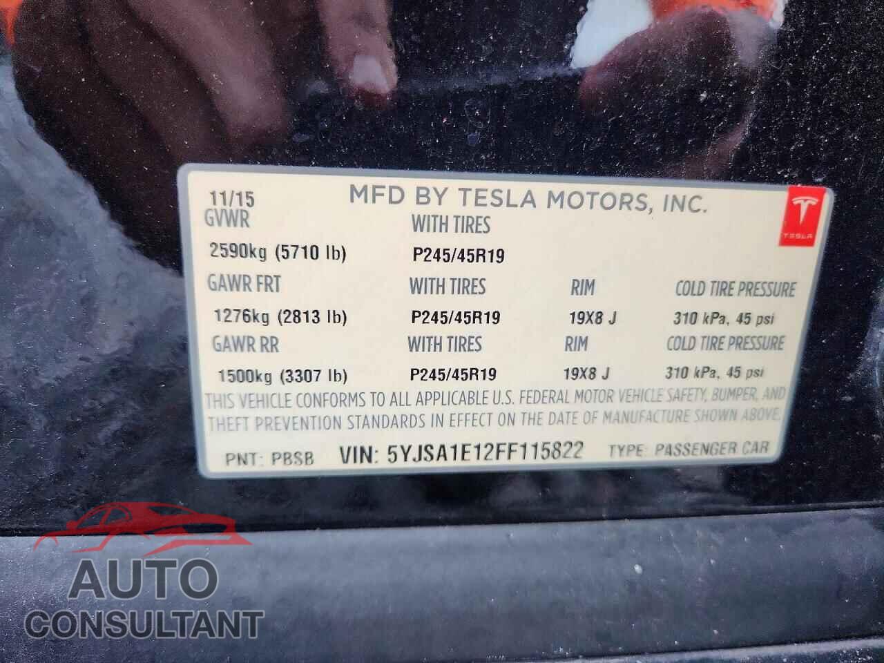 TESLA MODEL S 2015 - 5YJSA1E12FF115822