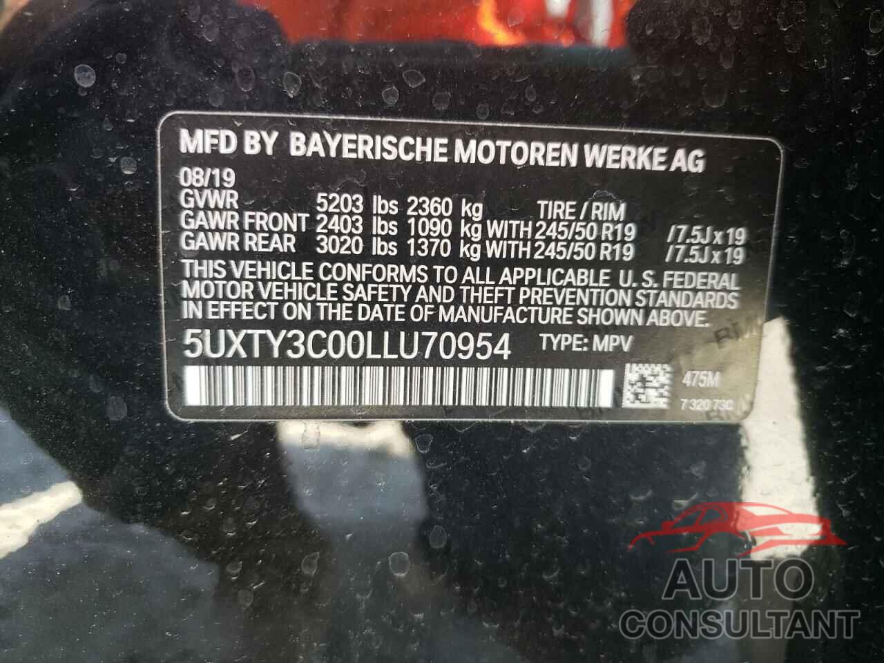 BMW X3 2020 - 5UXTY3C00LLU70954