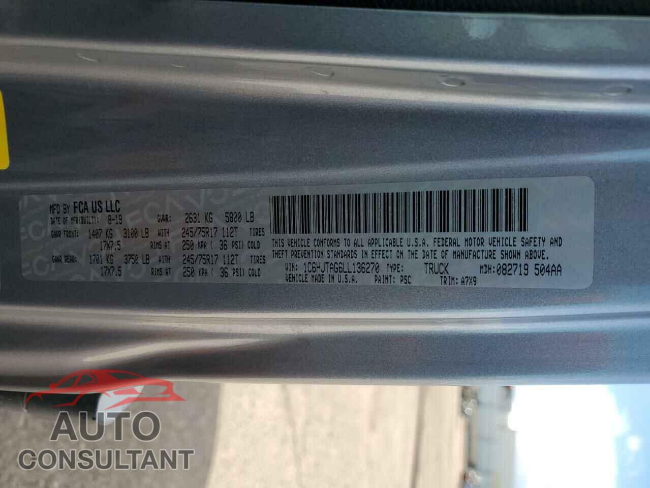 JEEP GLADIATOR 2020 - 1C6HJTAG6LL136270