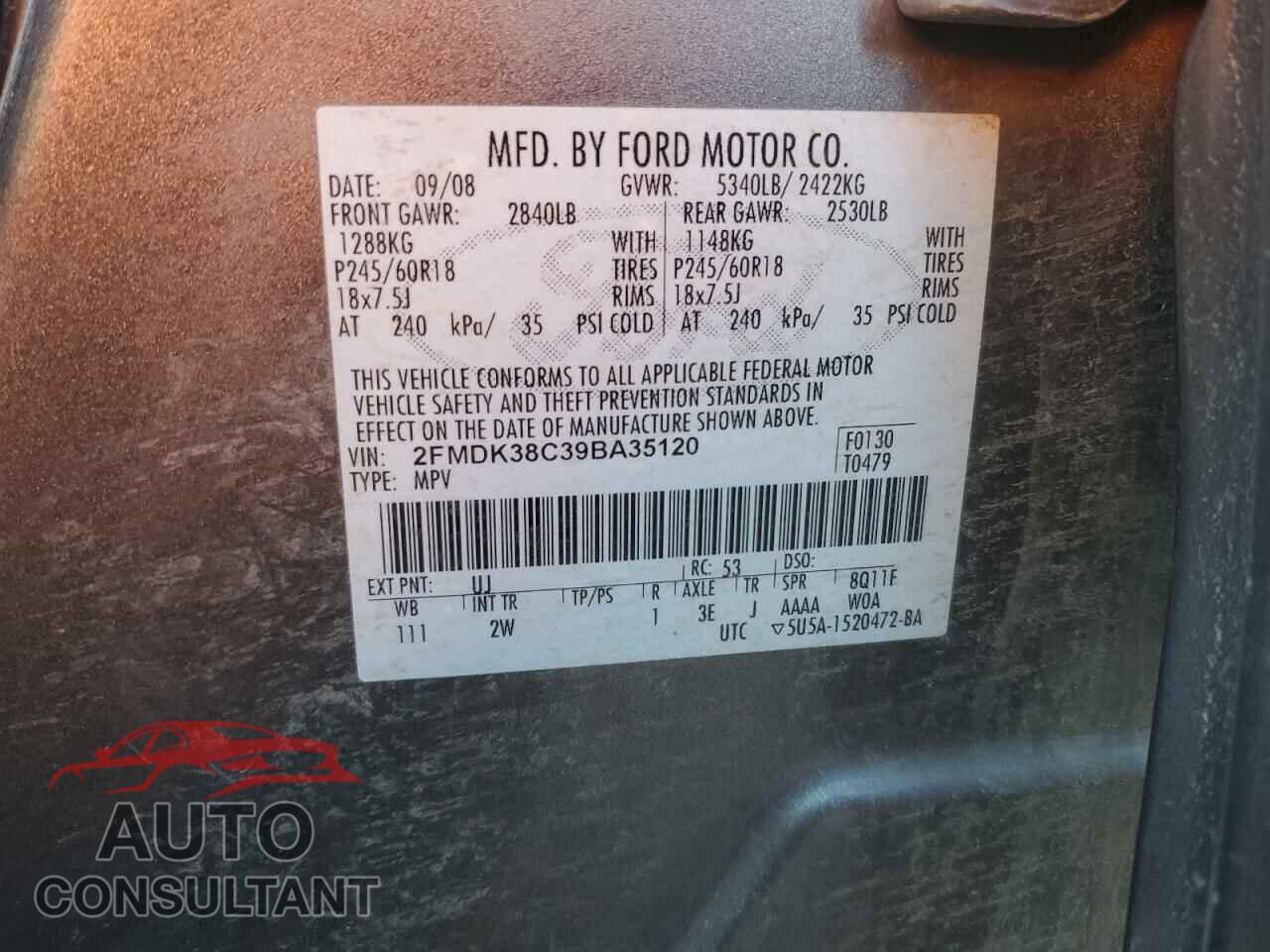 FORD EDGE 2009 - 2FMDK38C39BA35120