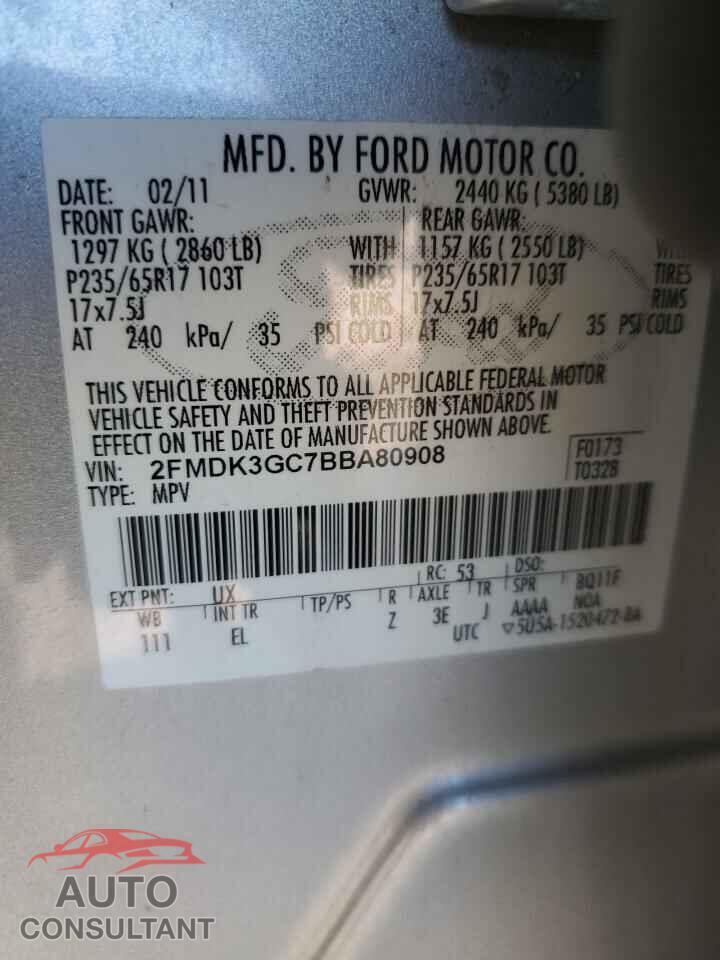 FORD EDGE 2011 - 2FMDK3GC7BBA80908