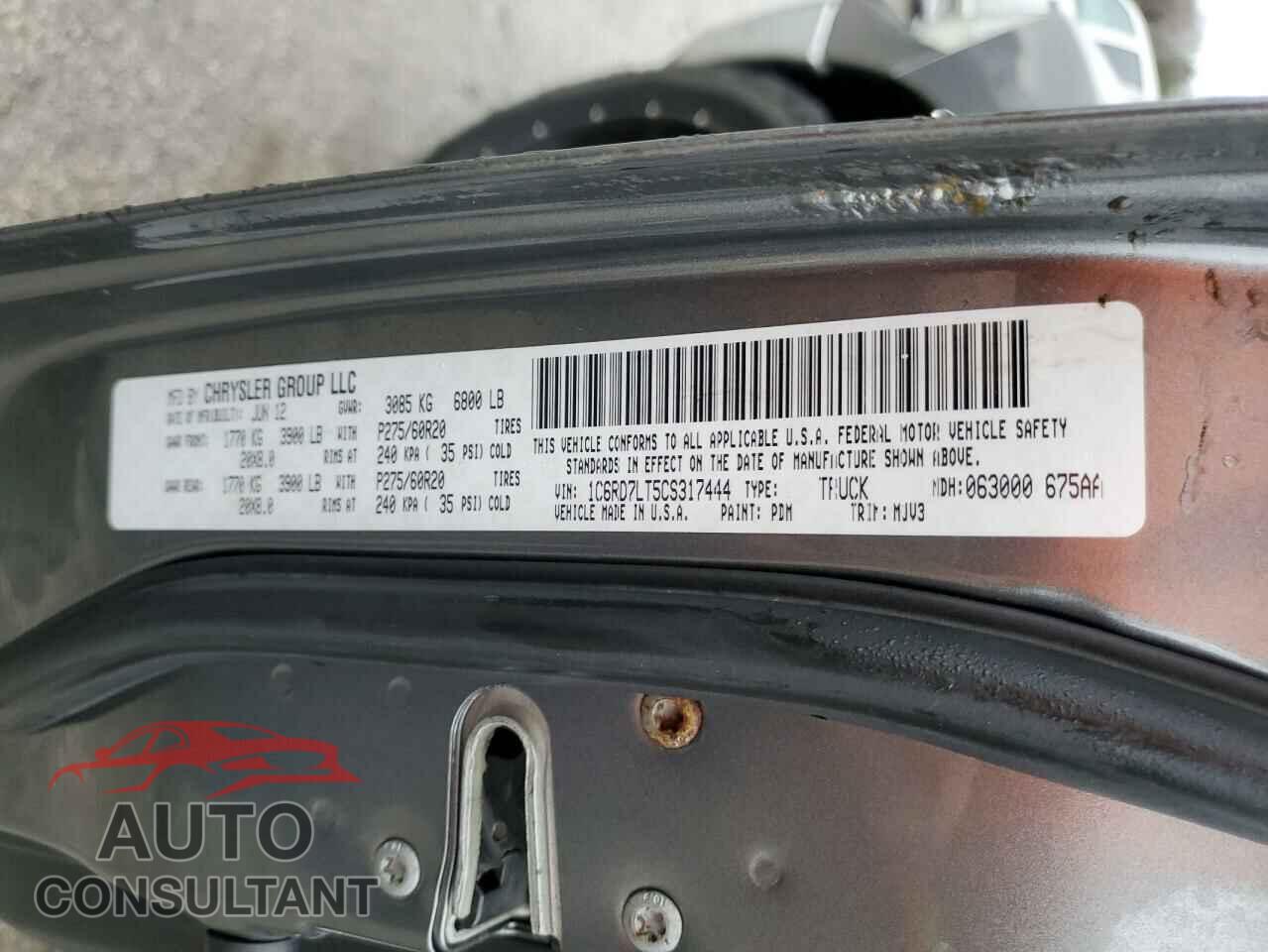 DODGE RAM 1500 2012 - 1C6RD7LT5CS317444