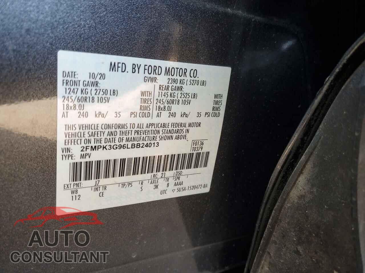 FORD EDGE 2020 - 2FMPK3G96LBB24013