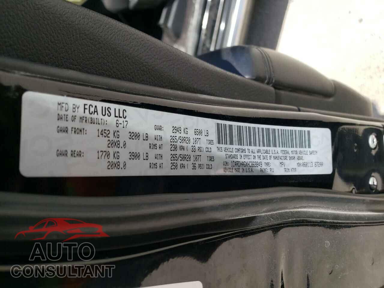 DODGE DURANGO 2017 - 1C4RDHAGXHC869849