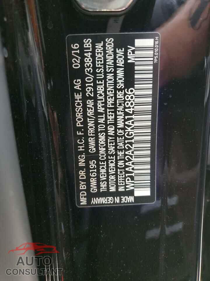PORSCHE CAYENNE 2016 - WP1AA2A21GKA14886