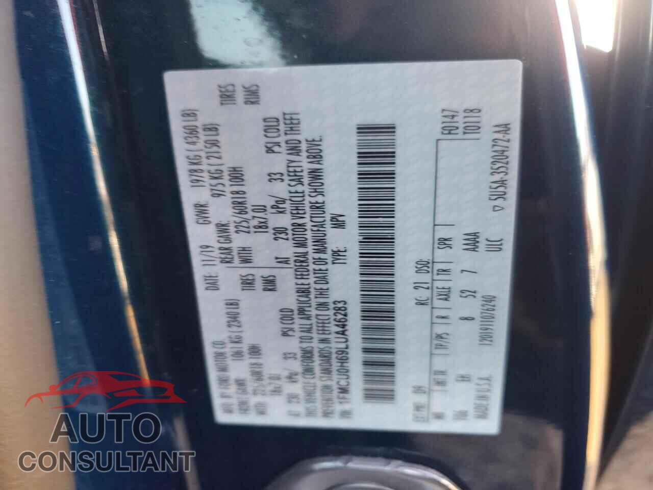FORD ESCAPE 2020 - 1FMCU0H69LUA46283