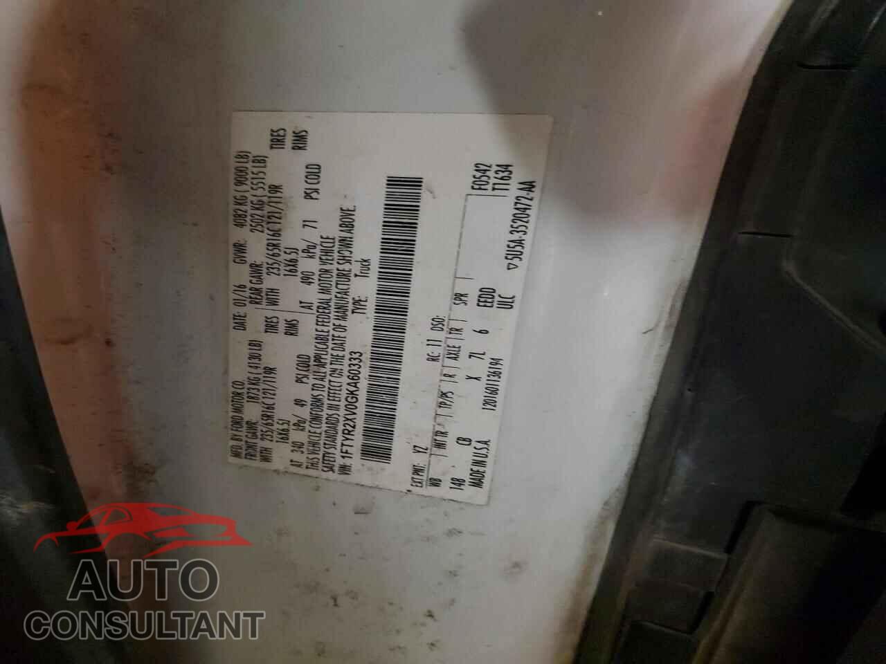 FORD TRANSIT 2016 - 1FTYR2XV0GKA60333