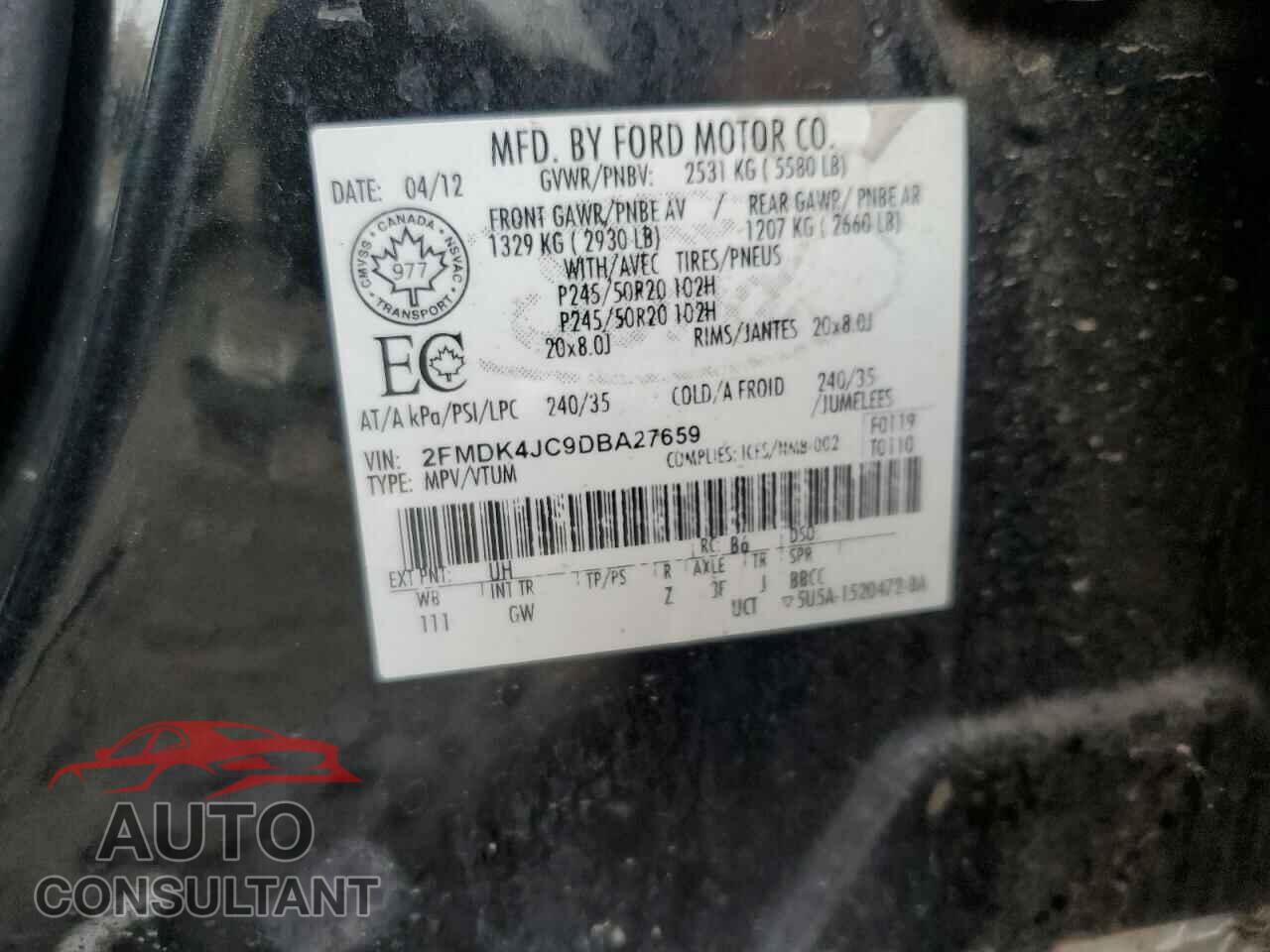 FORD EDGE 2013 - 2FMDK4JC9DBA27659