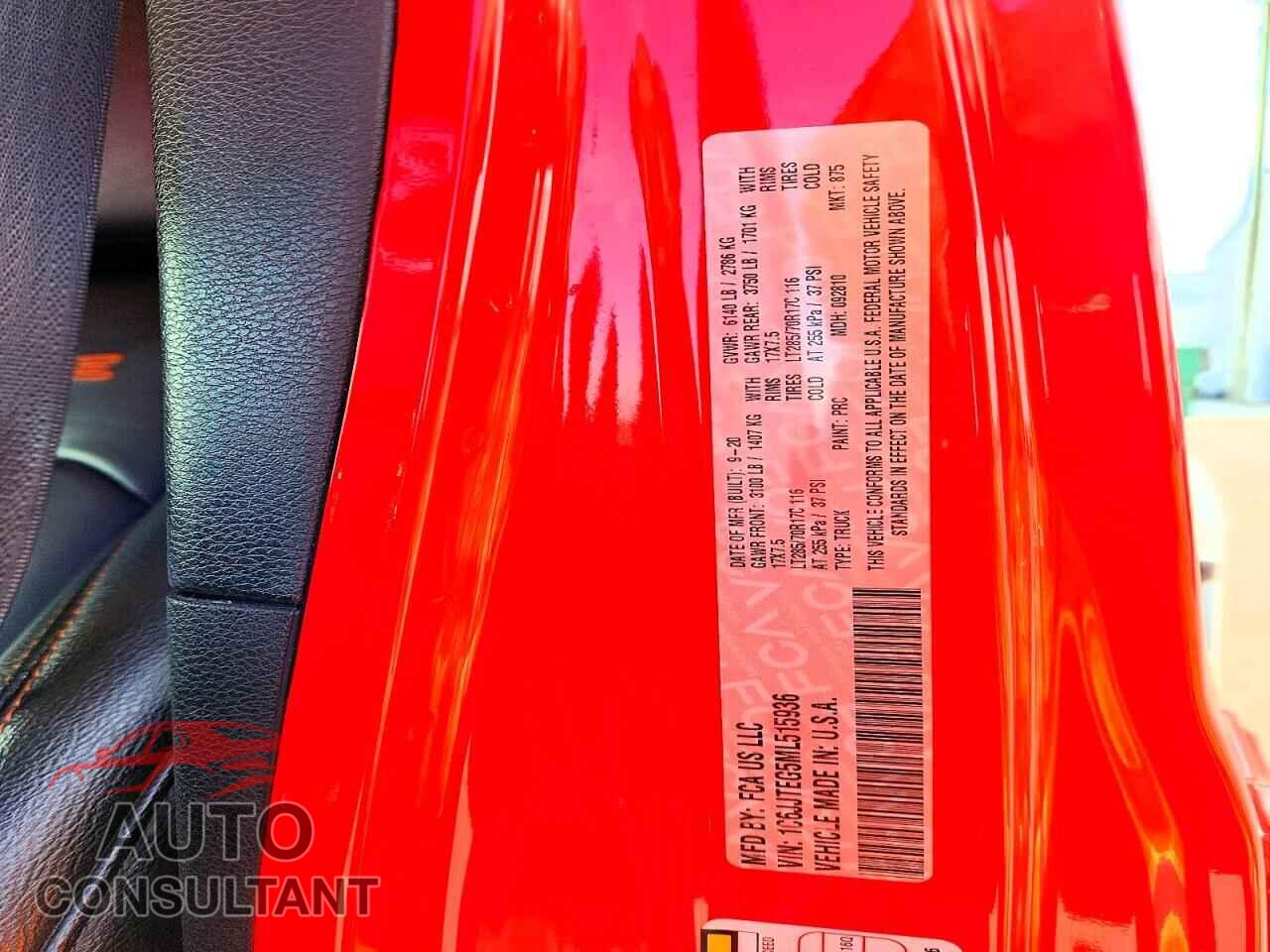 JEEP GLADIATOR 2021 - 1C6JJTEG5ML515936