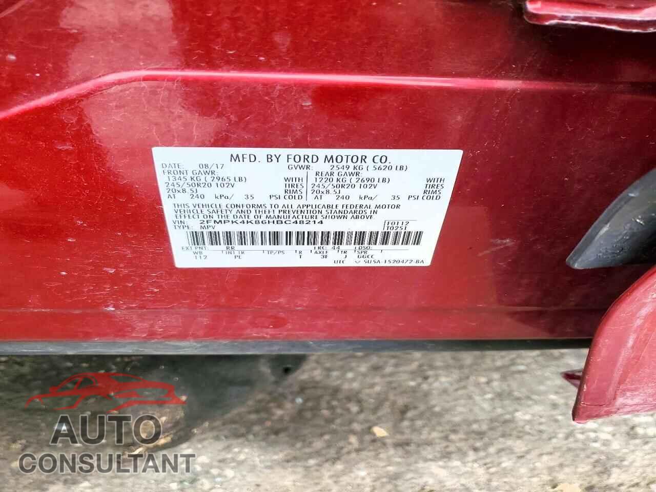 FORD EDGE 2017 - 2FMPK4K86HBC48214