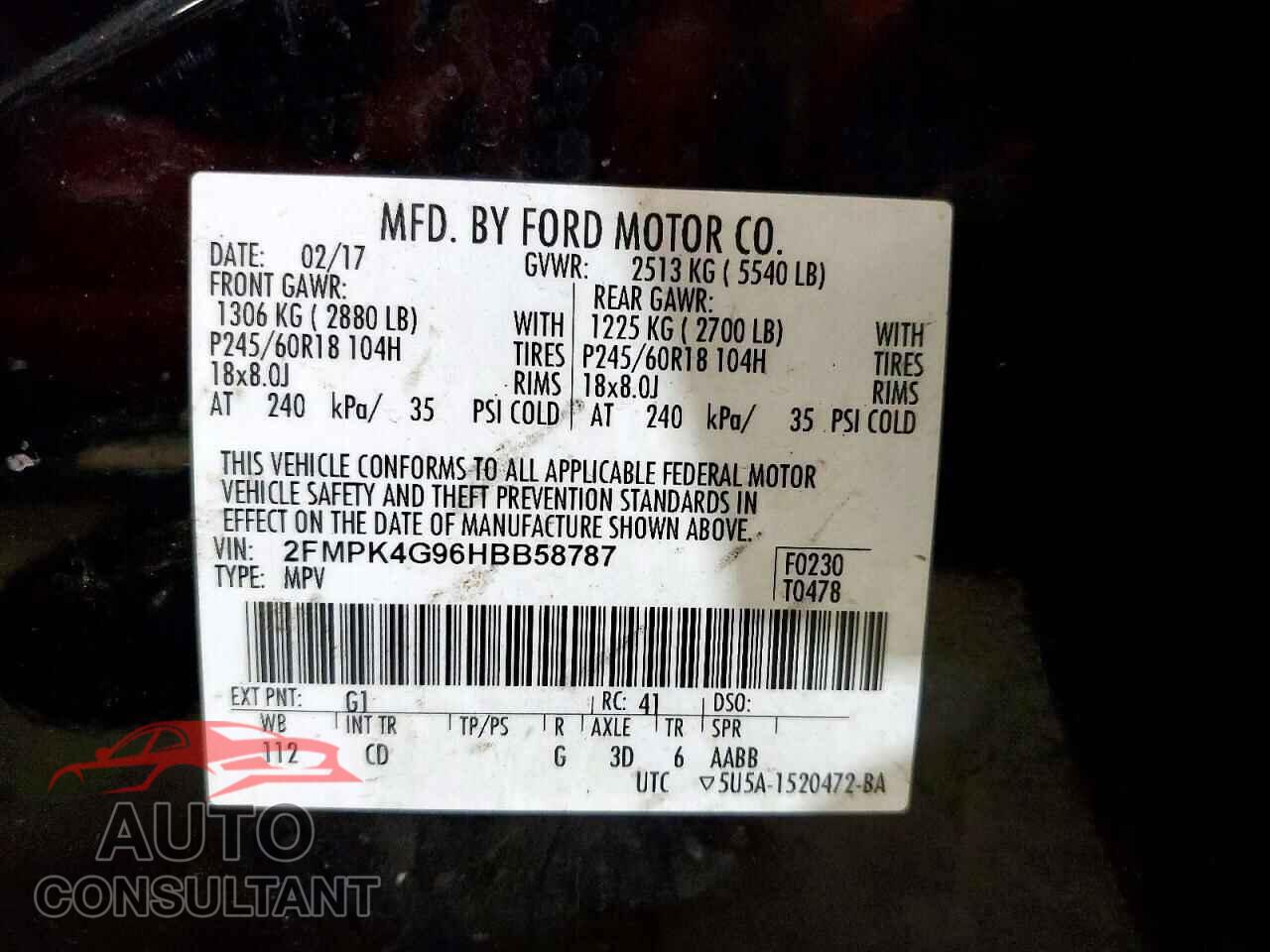 FORD EDGE 2017 - 2FMPK4G96HBB58787