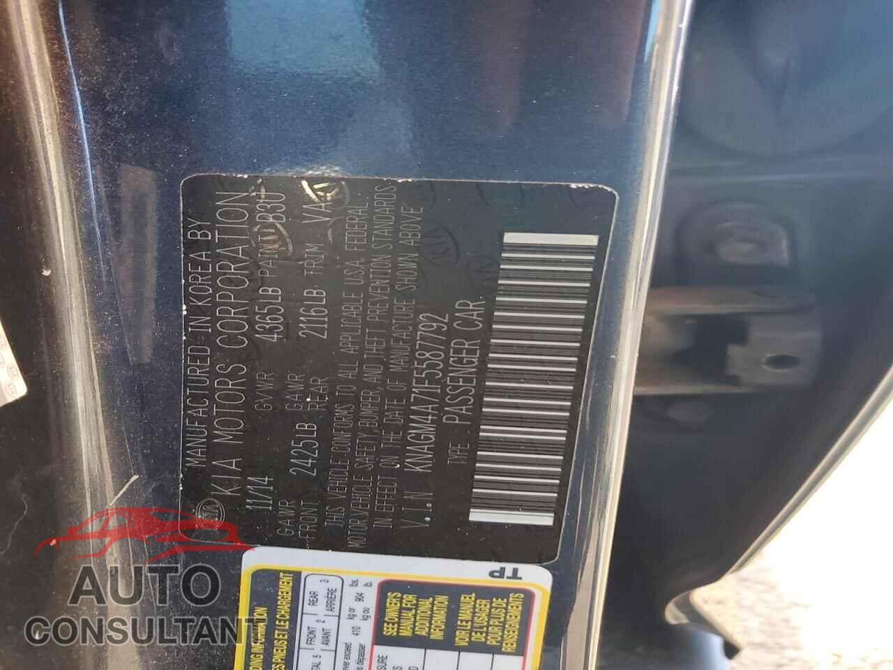KIA OPTIMA 2015 - KNAGM4A71F5587792