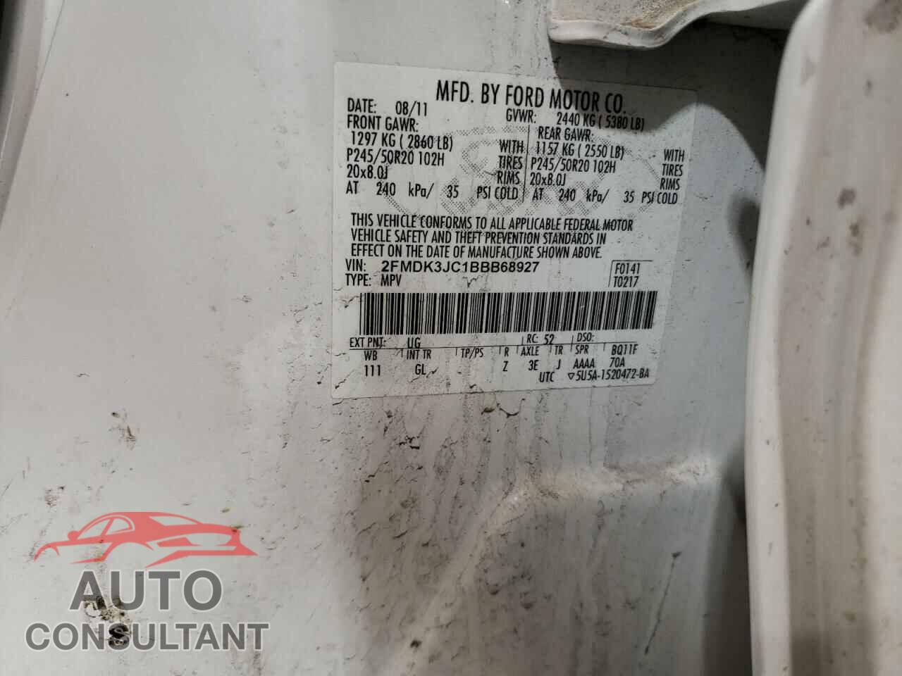 FORD EDGE 2011 - 2FMDK3JC1BBB68927