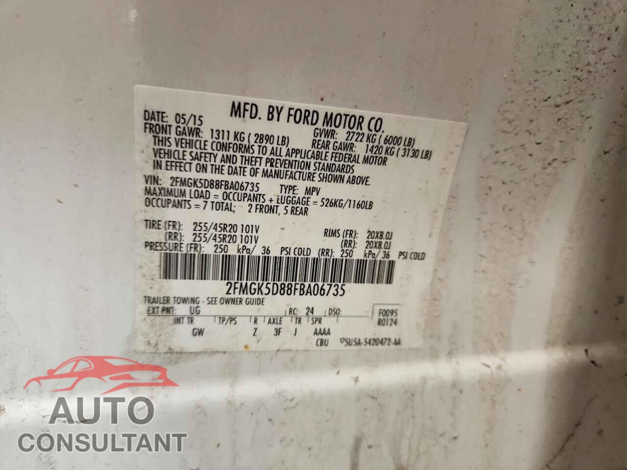 FORD FLEX 2015 - 2FMGK5D88FBA06735
