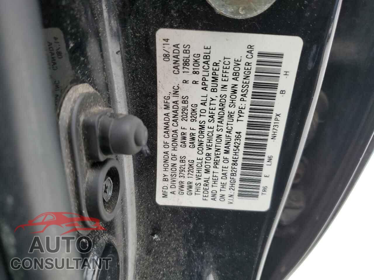 HONDA CIVIC 2014 - 2HGFB2F84EH542364