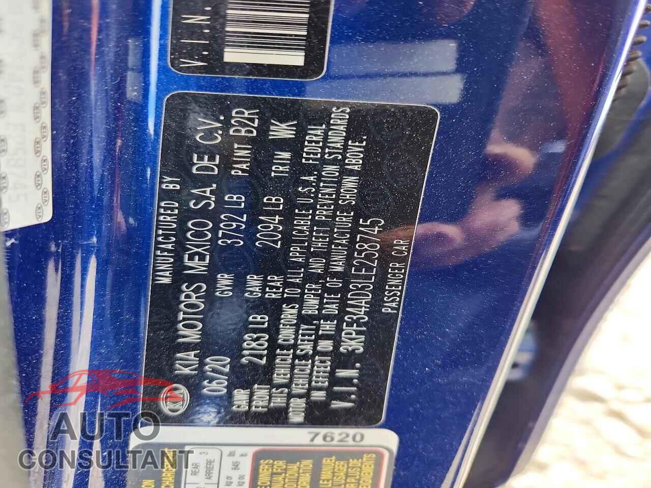 KIA FORTE 2020 - 3KPF34AD3LE258745
