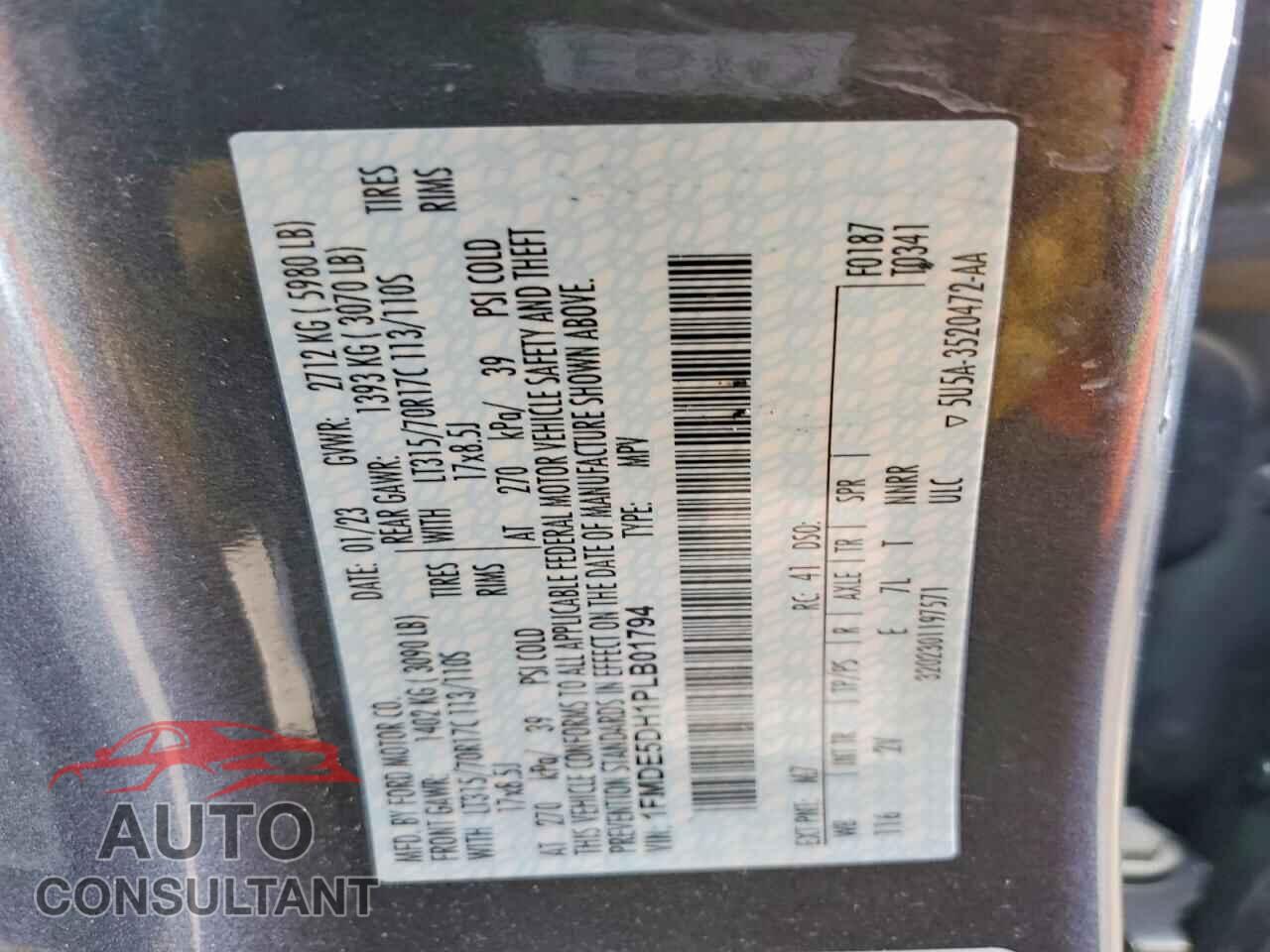FORD BRONCO 2023 - 1FMDE5DH1PLB01794