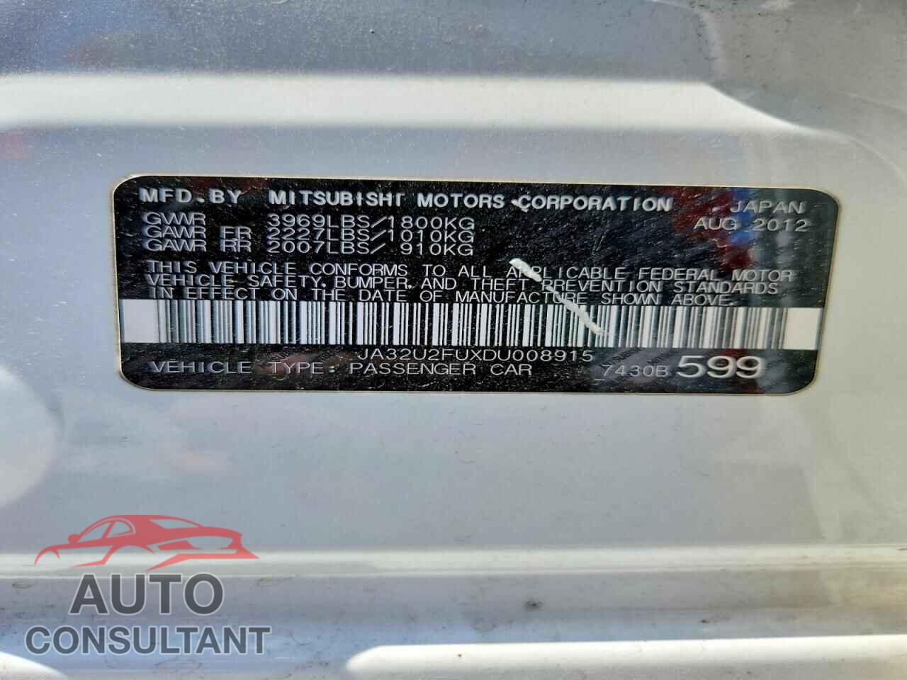 MITSUBISHI LANCER 2013 - JA32U2FUXDU008915
