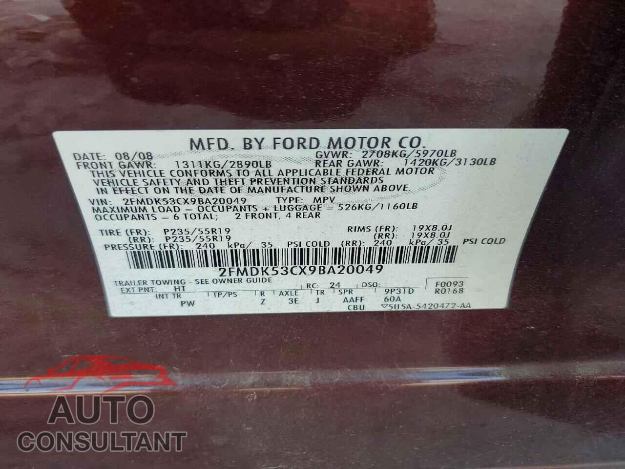 FORD FLEX 2009 - 2FMDK53CX9BA20049