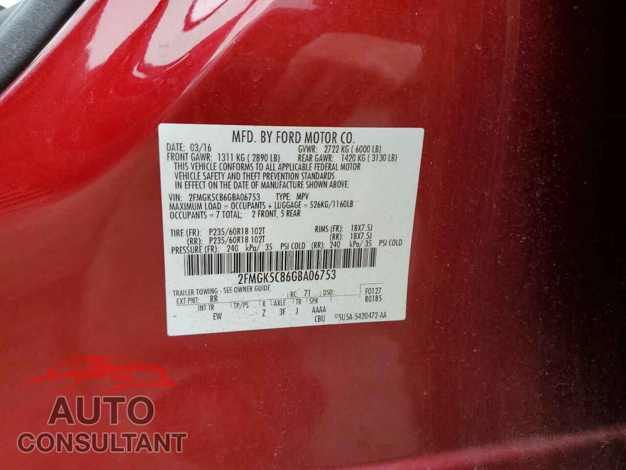 FORD FLEX 2016 - 2FMGK5C86GBA06753