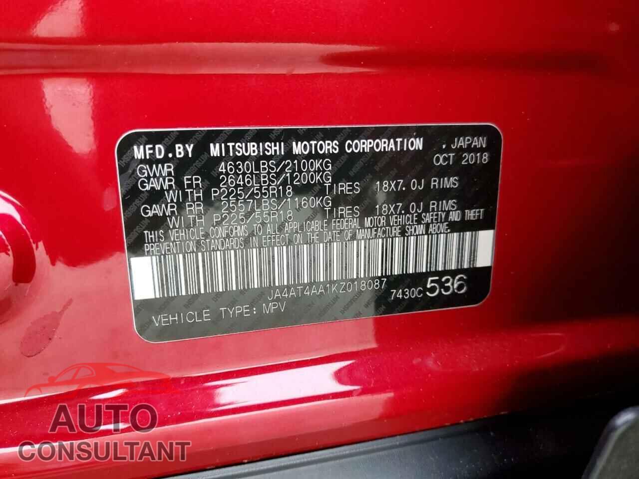 MITSUBISHI ECLIPSE 2019 - JA4AT4AA1KZ018087