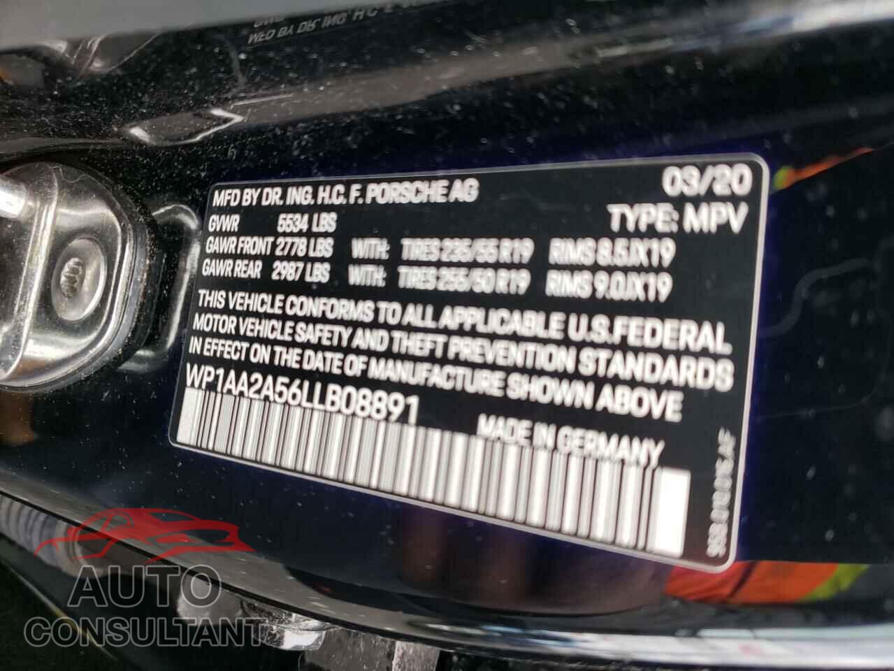 PORSCHE MACAN 2020 - WP1AA2A56LLB08891