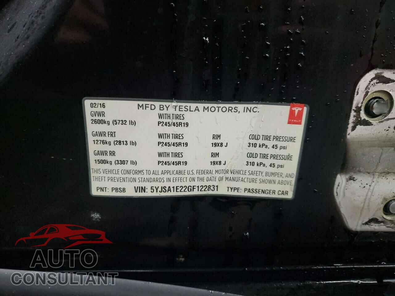 TESLA MODEL S 2016 - 5YJSA1E22GF122831