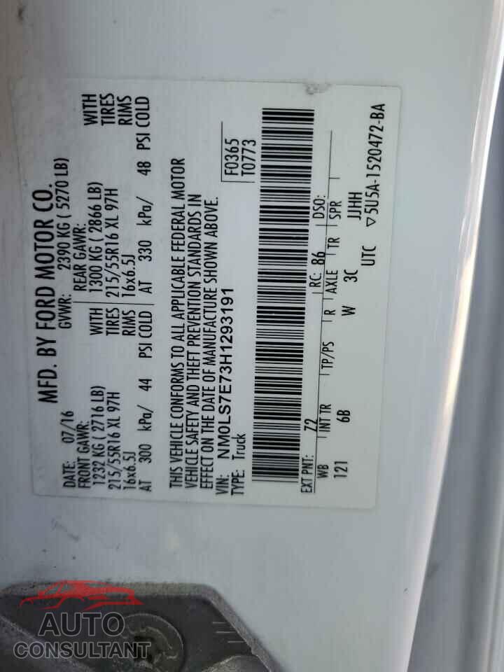 FORD TRANSIT 2017 - NM0LS7E73H1293191