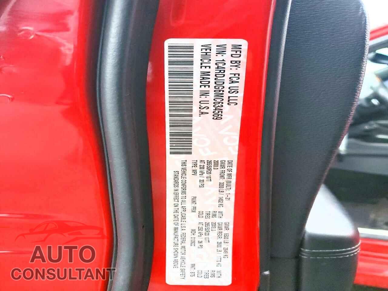 DODGE DURANGO 2021 - 1C4RDJDG6MC634569