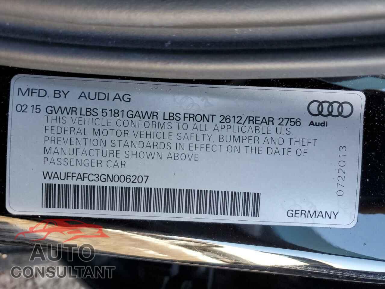 AUDI A6 2016 - WAUFFAFC3GN006207
