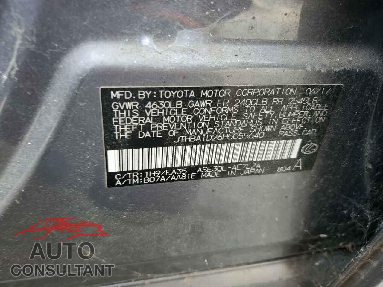 LEXUS IS 2017 - JTHBA1D26H5055640