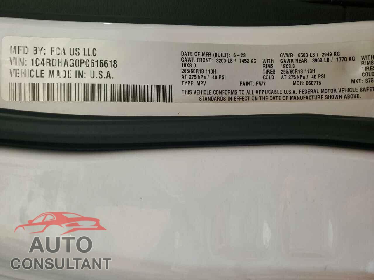 DODGE DURANGO 2023 - 1C4RDHAG0PC616618