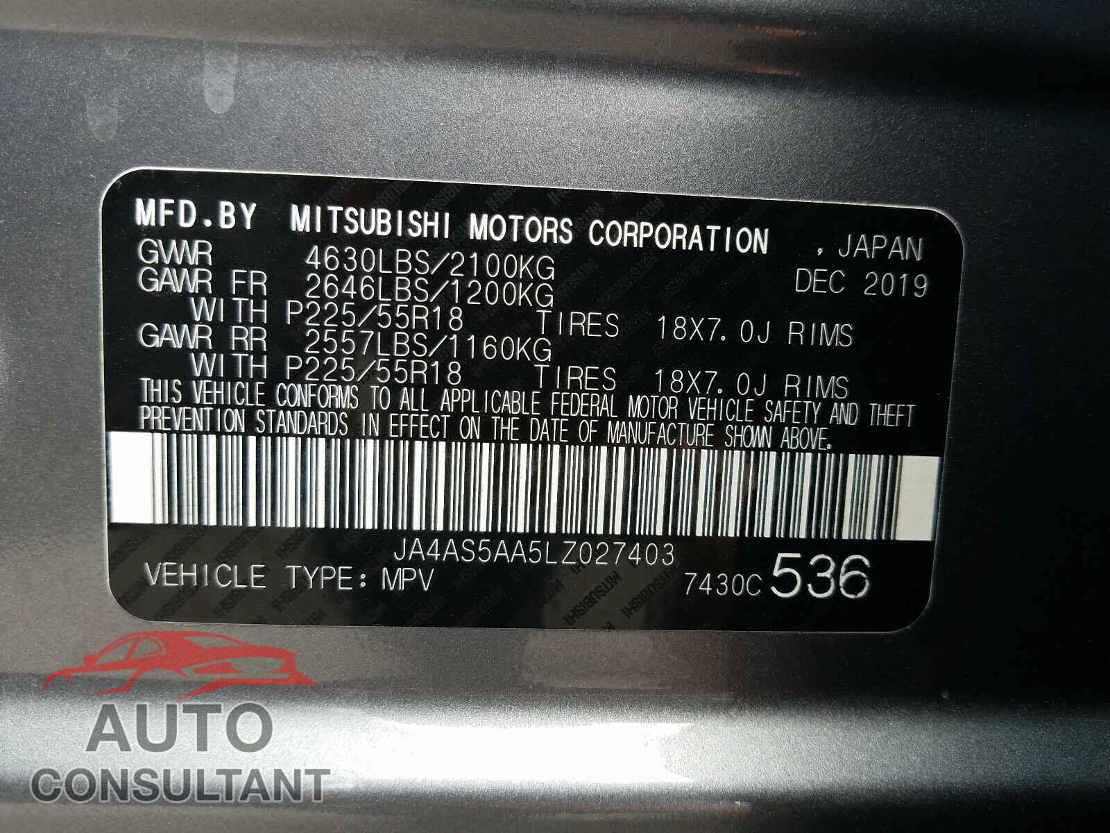 MITSUBISHI ECLIPSE 2020 - JA4AS5AA5LZ027403
