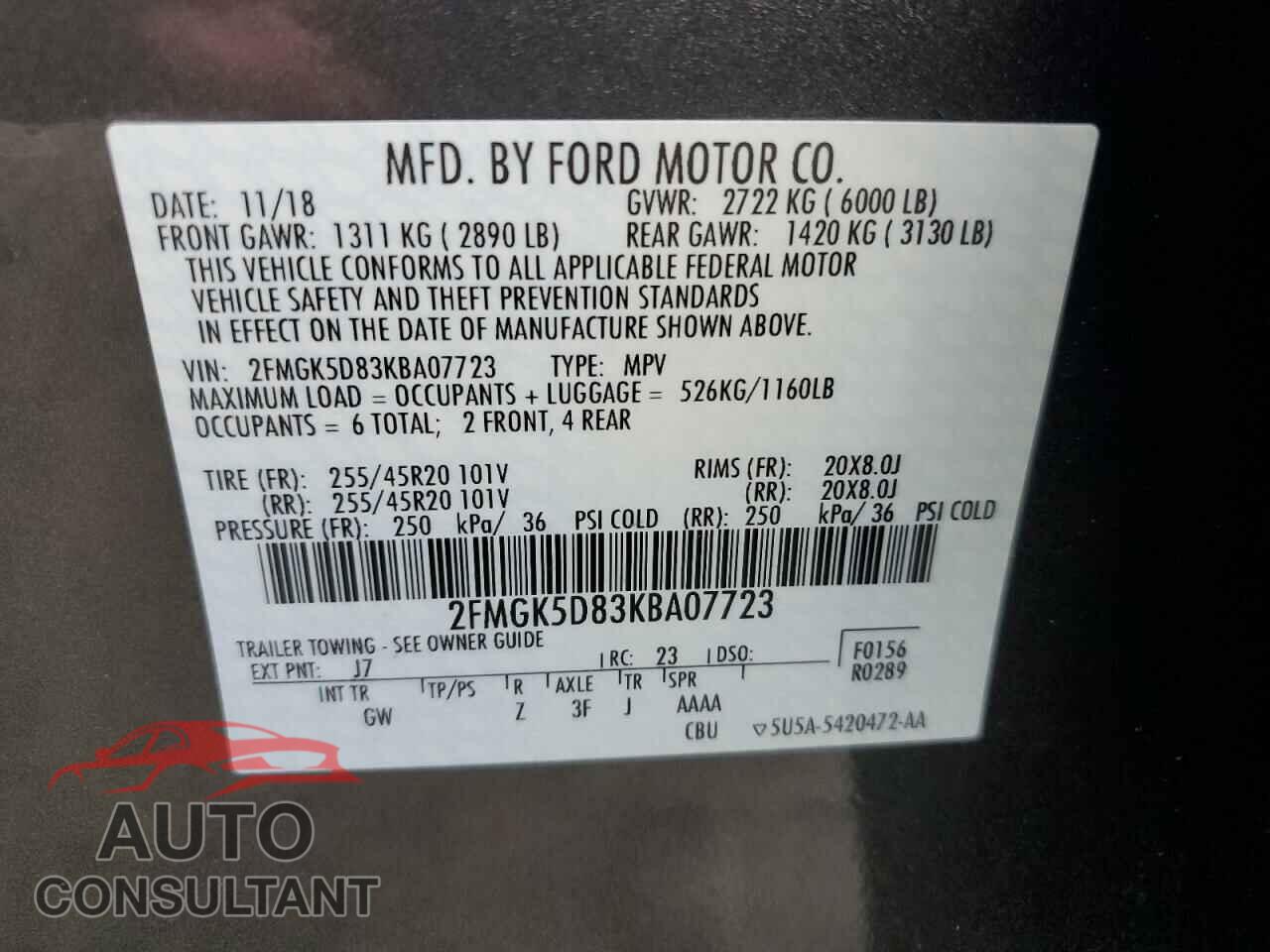 FORD FLEX 2019 - 2FMGK5D83KBA07723